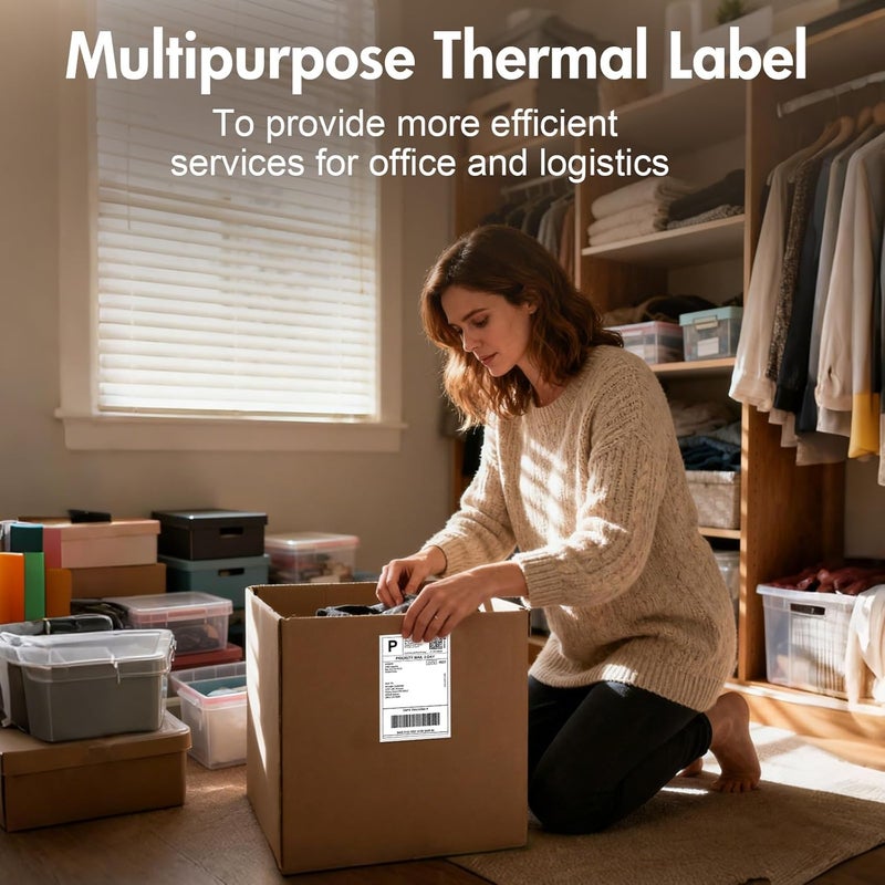 NULLTONEX Thermal Direct Shipping Labels - 4 x 6 inches Per Fanfold Labels - Pack of 500 Perforated Waterproof Tape for Small Business - Compatible for Zebra for Rollo - Image 5